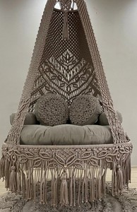 Columpio colgante de macramé de algodón para patio |   Columpio para que adultos y niños lean libros cómodamente |   Silla de Macramé - Product Image 2