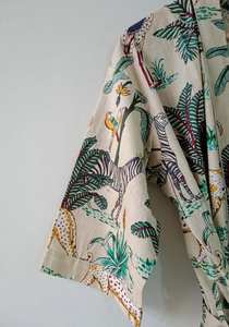 Robe kimono en coton à imprimé animalier bohème, col en V, séchage rapide, pour la plage, printemps-été - Product Image 5