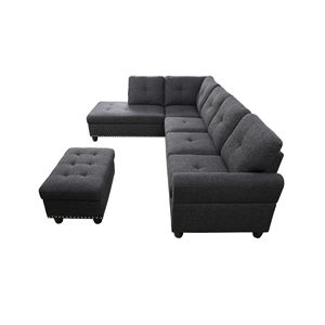 Divano Alger 98 con Chaise Longue e Pouf, Orientamento a Sinistra, per Arredamento Soggiorno - Product Image 3
