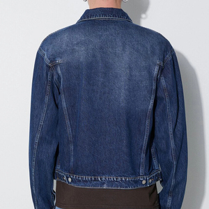 Veste en jean délavée avec logo personnalisé, coupe classique, col rabattu, simple boutonnage, couleur unie, décontractée, pour l'automne - Product Image 4