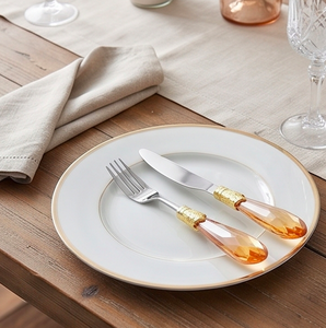 Elegant Crystal Handle Flatware Set With Gold Accents Stainless Steel Spoon <b>Knife</b> <b>Fork</b> For Wedding Tableware - Product Image 4