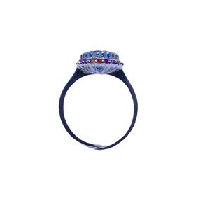Anillo Clásico de Plata de Ley 925 con Topacio Azul y Topacio Multicolor, Joyería Plateada para Mujer, Ideal para Bodas - Product Image 2