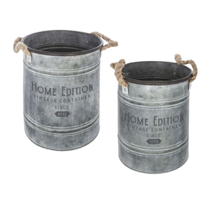Pots décoratifs en zinc vintage, pots à herbes en métal galvanisé avec poignée en corde, pots en zinc personnalisés en promotion, jardinières modernes de style farmhouse pour extérieur - Product Image 4
