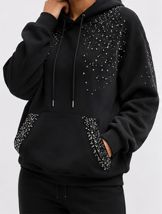 Fashion Bling Hoodie Women Sparkly Crystal Pullover Sweatshirt Oversized Streetwear Hoodie For Women In Wholesale Price - Product Image 4