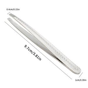 Pinzas de Cejas de Acero Inoxidable de Alta Precisión, Punta Puntiaguda Inclinada de 9.7cm, Estilo Moderno y Duradero para el Vello Facial - Product Image 1