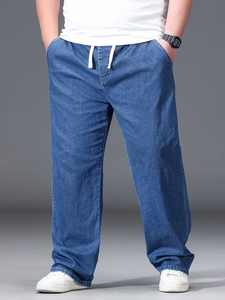 <b>Men's</b> <b>Jeans</b> Pants <b>Men</b> Straight Stylish Street Wear Washed Relaxed Fit Mid Waist Casual Cotton Denim Pant - Product Image 4