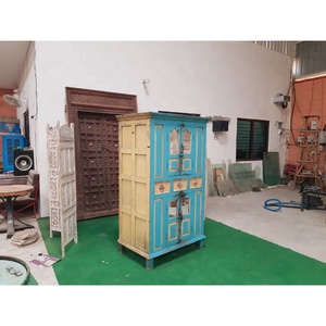 Armario de madera de teca de dos puertas Vintage para el hogar, armario de almacenamiento de muebles en dormitorio o sala de estar - Product Image 2