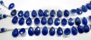 Collier de perles de saphir bleu en forme de poire, facettées, 8 pouces de long - Product Image 5
