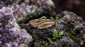 Anillo de Oro Amarillo de 14K para Mujer con Diamantes de Corte Brillante Redondo - Product Image 4