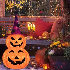 Halloween 3FT decorazioni di zucca pieghevoli 8 modalità illuminate Jack O Lantern zucche per giardino interno esterno luce di casa - Product Image 4