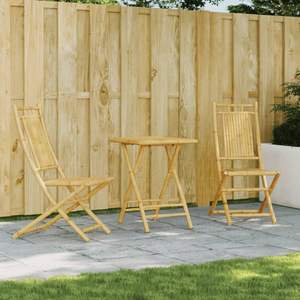 Ensemble bistrot compact et pliable en bambou naturel pour jardin - Product Image 1