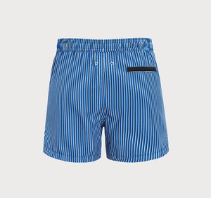 Bañador con estampado geométrico para hombre, pantalones cortos de playa de secado rápido, diseño estampado azul de cintura media, pantalones cortos de baño ecológicos - Product Image 2
