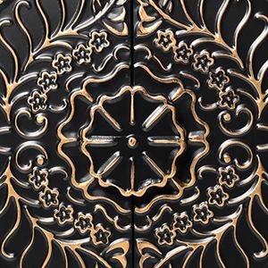 Black Wood Carved Floral <b>Sideboard</b> 2-Door Buffet Cabinet Decorative Accent <b>Storage</b> Credenza for Entryway & Living Room - Product Image 6