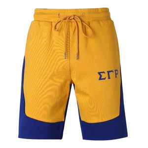 Shorts en molleton technique Sigma Gamma Rho SGRho bleu et or, vêtements grecs haut de gamme, shorts athlétiques de sororité - Product Image 1