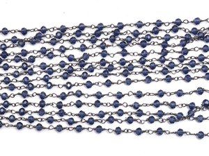 Chaîne de chapelet en Iolite Hydro avec perles rondes facettées de 4 mm, chaîne en fil métallique couleur bronze pour la fabrication de bijoux - Product Image 5