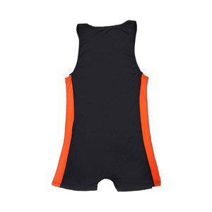 Boys Blue <b>Orange</b> Color Blocked Wrestling Singlet One-Piece Children Martial Arts Wear - Product Image 4