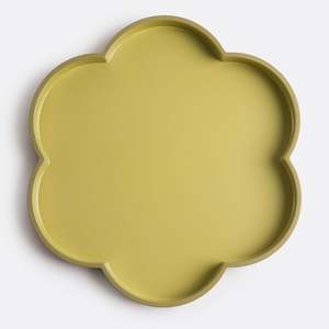 Plateau décoratif festonné en laque florale écologique, jaune, pour la maison, organisateur de table, vente en gros, lot cadeau B2B - Product Image 1