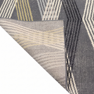 DECORDEC Tapis géométrique gris ivoire à motif losanges, tissage plat, accents moutarde, écologique, antidérapant, tufté à la main, en laine épaisse - Product Image 5