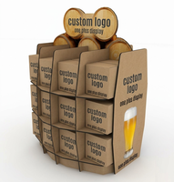 Présentoir de vente au détail en carton ondulé pliable sur mesure pour bière, présentoir de vente au détail facile à assembler