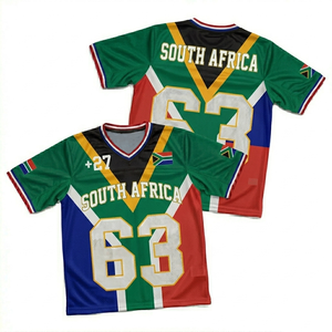 Maillot de football d'Afrique du Sud unisexe, col en V, manches courtes, polyester respirant sublimé, vêtements d'équipe pour adultes, toutes saisons - Product Image 1