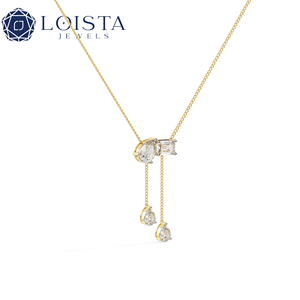 Collier de luxe personnalisé en or plaqué 10K 14K 18K avec pendentif breloque et diamant taille émeraude cultivé en laboratoire pour femme - Product Image 1