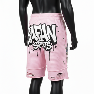 <b>Men</b> High Quality Polyester Mesh <b>Shorts</b> 180 GSM Lightweight Breathable Pink <b>Patch</b> Panel <b>Shorts</b> Custom Workout Mesh <b>men's</b> <b>shorts</b> - Product Image 4