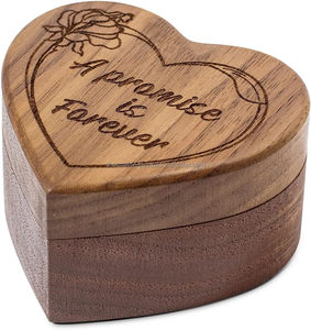 <b>Heart</b> Shaped Engraved <b>Wood</b> Engagement Ring Box for Wedding & Proposal Ceremony Handcrafted Wooden Crafts & Wall Signs - Product Image 6