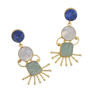 ต่างหูห้อยประดับมุกน้ำจืดและควอตซ์ชุบทอง 24K หลายเม็ด - เหมาะสำหรับงานปาร์ตี้สุดอินเทรนด์ - Product Image 2