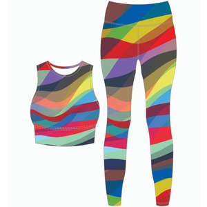 Ensemble de yoga et de fitness respirant et écologique pour femmes, grandes tailles, avec leggings et soutien-gorge, imprimés par sublimation personnalisés - Product Image 1