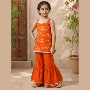 Premiums Kids Cotton Blend Embroidered <b>Top</b> Bottom Set Designer Fully Stitched Ethnic Wear Wholesale Rate By Royal Export - Product Image 3