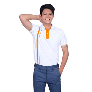 Polo à manches courtes pour homme, blanc, couleur unie, décontracté, respirant, tissu popeline, coupe classique - Product Image 6