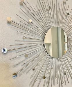 Wholesale European Style Sunburst Round Metal <b>Frame</b> Wall Mirror Crystal Accent Decorative Wall Hanging Mirror for Living Room - Product Image 4