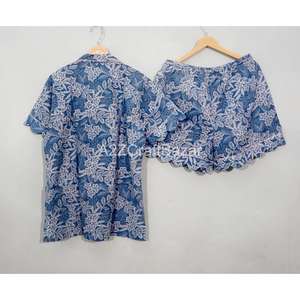 Conjunto de Pijama de Manga Corta para Mujer, Estampado Floral Romántico Vintage, 100% Algodón, Suave y Transpirable, para Otoño/Invierno, para Casa u Hotel - Product Image 6