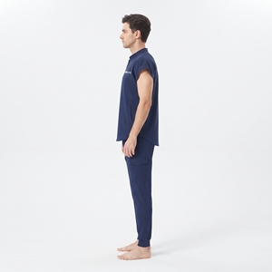 Ensemble de blouses et pantalons unisexes Hawk Eye bleu marine en coton et polyester tricoté – Tenue d'hôpital confortable et respirante - Product Image 2