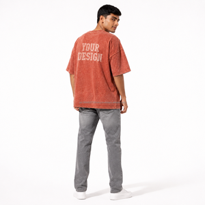 เสื้อยืดคอตตอน 100% ทรงโอเวอร์ไซส์สำหรับผู้ชาย สไตล์ลำลอง คอกลม แขนสั้น ระบายอากาศได้ดี ผ่านกระบวนการฟอกสีแบบแอซิดวอช เป็นมิตรต่อสิ่งแวดล้อม ผ้าเจอร์ซีย์ 230 กรัม - Product Image 4