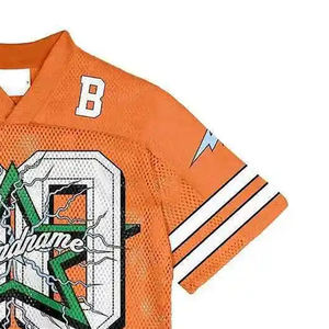 Maillot de football américain rétro en maille polyester de haute qualité, personnalisé OEM, respirant, coupe ample et courte - Product Image 6