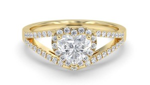 Heart Cut Single Halo Shoulder <b>Set</b> <b>Ring</b> 0.75 Ct Lab Grown Diamond In 18K Yellow White Rose <b>Gold</b> And Platinum - Product Image 3