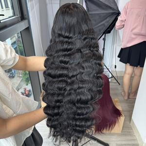 Perruque de cheveux de luxe de haute qualité pour les femmes Loong Deep Wave cheveux vierges vietnamiens Super Double Drawn matière première vendeurs en gros - Product Image 4