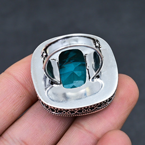 Anillo de Topacio Azul Facetado, Hermoso y Popular, Hecho a Mano, Chapado en Plata de Ley 925, Ovalado, de Lujo, Calidad Premium, Estilo Vintage - Product Image 2