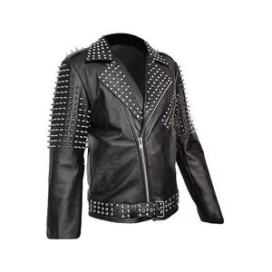 Chaqueta de Cuero Negra Personalizada Estilo Punk Rock para Hombre, con Tachuelas y Remaches, Chaqueta de Motociclista, Estilo Heavy Metal Gótico, Ropa Urbana - Product Image 5
