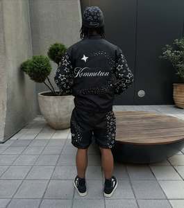 Custom <b>Men</b> Windbreaker Tracksuit Set Star Print Zip Up <b>Jacket</b> And Shorts Two Piece Streetwear Sportswear Set - Product Image 2