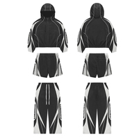 Conjunto Deportivo de 3 Piezas, Casual, Sólido, con Cordón Ajustable, Chaqueta con Capucha, 100% Nailon, Secado Rápido, Ligero, con Líneas Reflectantes y Paneles Personalizados