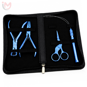 Kit de pinces pour extensions capillaires : Pinces d'application pour micro-anneaux, Pinces de pose et d'ouverture de micro-perles, Outil pour boucles de cheveux, Ciseaux de couture OEM - Product Image 6