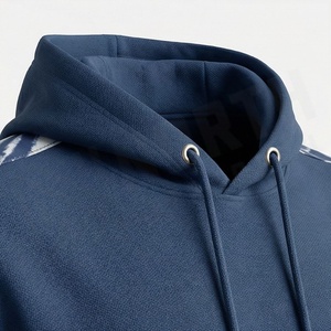 Men's Navy Blue Hooded Tracksuit Full Sleeve Striped Design Casual Sportswear Set Breathable Midweight <b>Polyester</b> <b>Joggers</b> with - Product Image 4