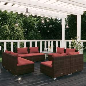Ensemble de salon de jardin 8 pièces en rotin PE marron avec acier thermolaqué – Ensemble élégant de 8 pièces - Product Image 1