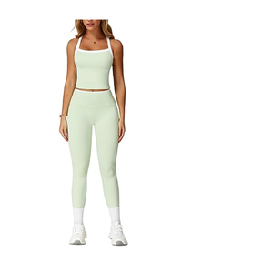 Conjuntos Deportivos de 2 Piezas para Mujer, Top Corto con Espalda Cruzada Acolchada, Leggings Deportivos de Cintura Alta con Control de Abdomen, Conjuntos de Yoga - Product Image 2