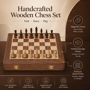 Jeu d'échecs de voyage magnétique en bois de 5 pouces avec plateau de rangement pliable |   Jeu d'échecs de poche portable pour enfants, adultes, famille, cadeau - Product Image 5