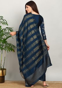 Conjunto de Top y Pantalón Bordados en Seda Vichitra con Dupatta con Trabajo Jari, Elegante Traje Étnico de Tres Piezas para Mujer, Largo de 45 Pulgadas - Product Image 4