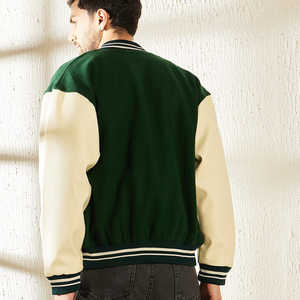 <b>Men</b> Green Varsity <b>Jacket</b> 2025 Custom Embroidered & Chenille Logo solid quilted Winter - Product Image 6