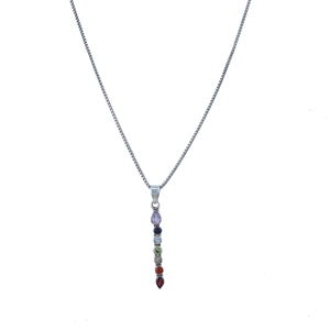 New Wholesale 925 <b>Sterling</b> <b>Silver</b> 7 Chakra Dangle Pendant <b>Necklace</b> for Women Handmade Pendant Chakra Healing Pendant Gift Custom - Product Image 1